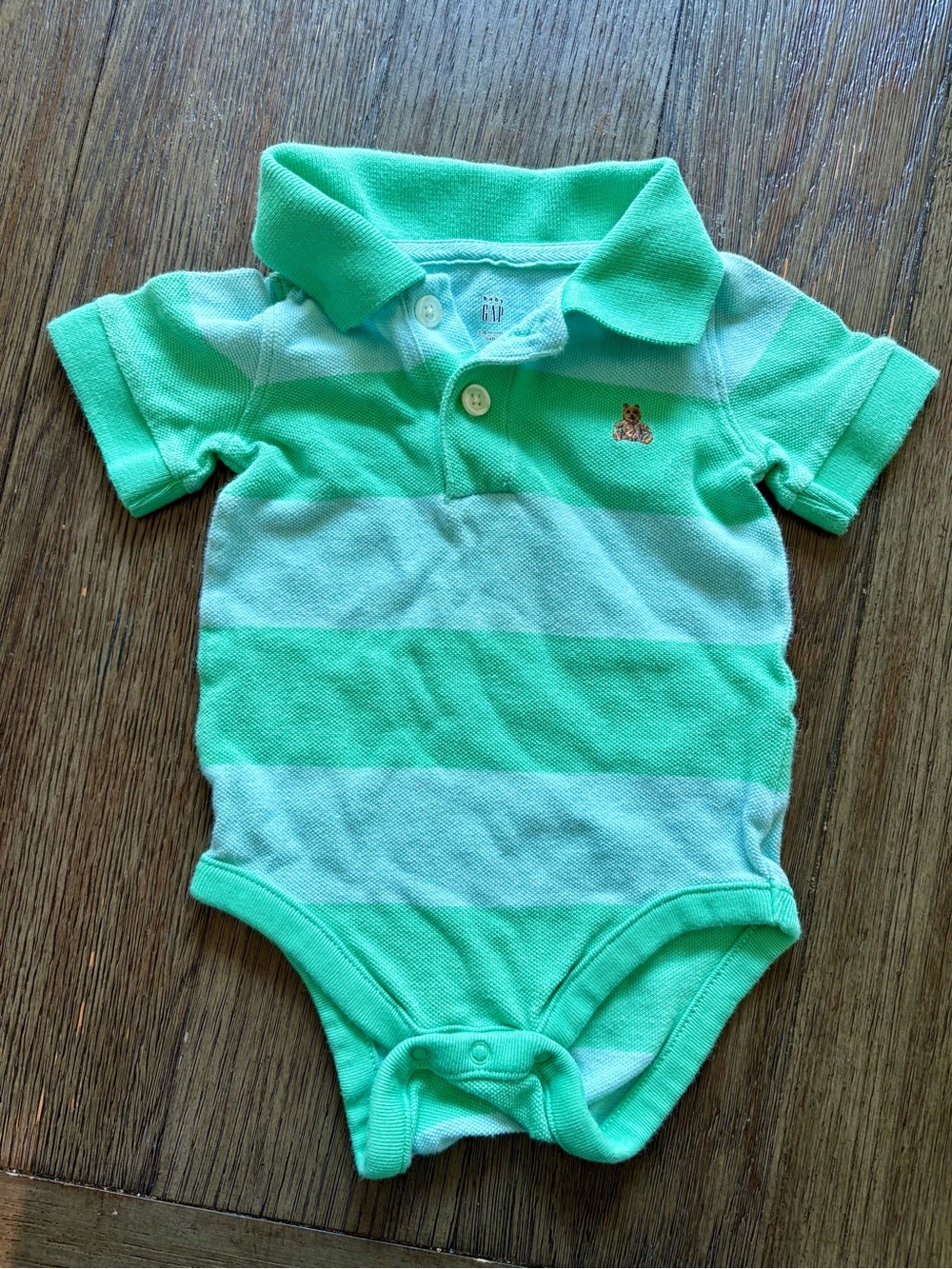 Baby GAP Green Striped Polo Shirt and Khaki Outfit - Picture 2 of 6
